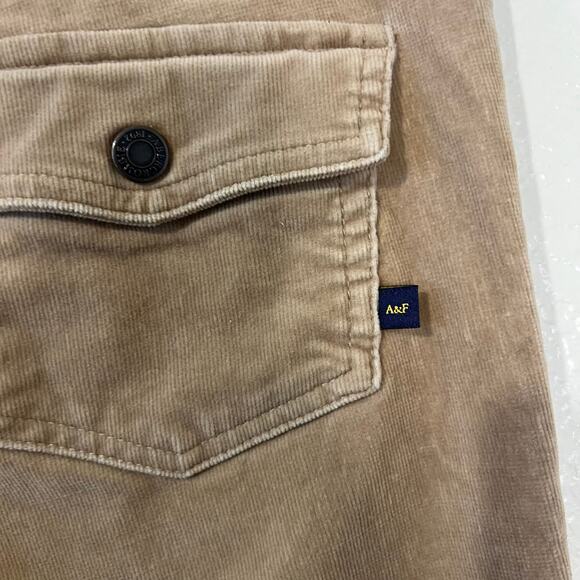 Abercrombie & Fitch Y2K Tan Slit Hem Flap Pockets Bootcut Corduroy Pants Sz 2 - Picture 7 of 8